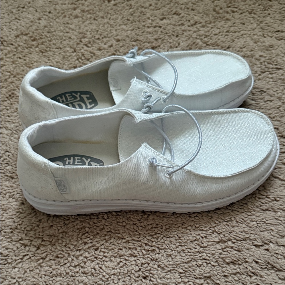 Hey Dude White Glitter Wendy Size 8